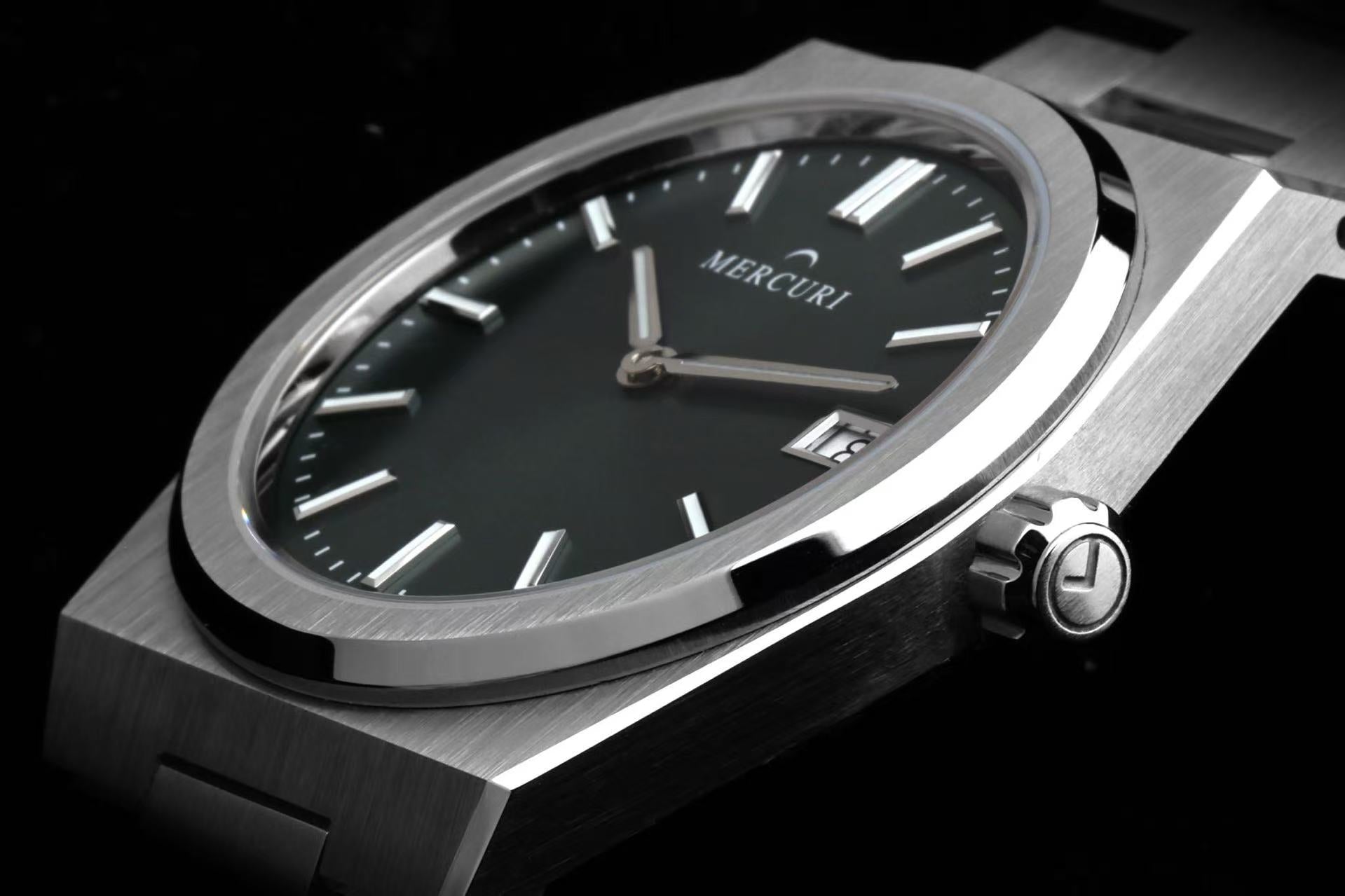 Mercuri watch with green dial